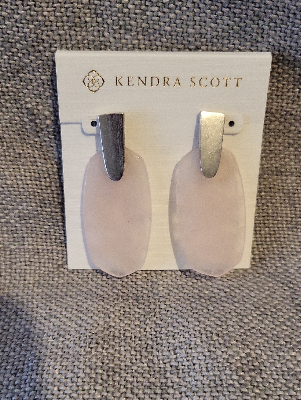 Kendra Scott Rhodium And Rose Quartz "Aragon" Silver Drop Earrings